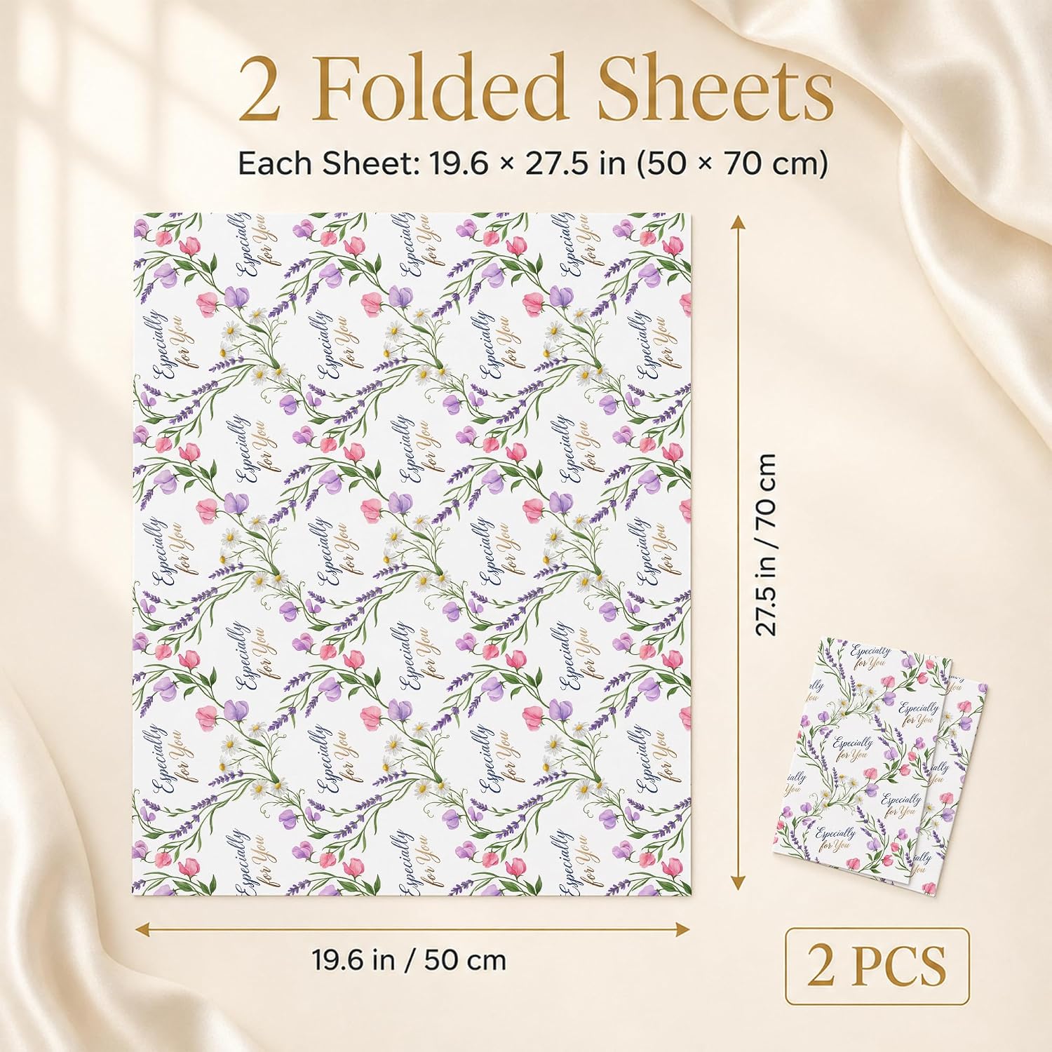 SHSEEN Floral Anniversary Wrapping Paper 2 Sheets 19.6x27.5 in image 2