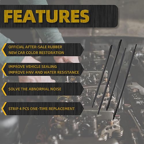 Miniatura 3 de Dasbecan 4 correas de sellado de moldura de ventana de automóvil compatibles con Toyota Corolla CELESXRS 2003-2008 Reemplazan # 7573002180