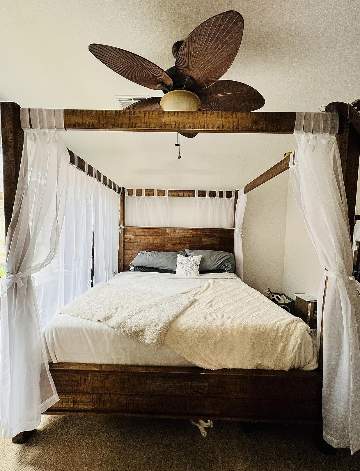 10/mo Finance Linentalks Sheer Canopy Bed Curtains for King, Queen