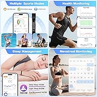 Vista 2 de Pulsera inteligente para mujer, rastreador de actividad de salud, frecuencia cardíaca 24/7, oxígeno en sangre y monitor de estrés, monitor de sueño