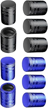 5 Pack Black + 5 Pack Blue Tire Valve Stem Caps Metal Air Caps with Plastic Liner, Corrosion Resistant, Leak-Proof, Universal Stem Covers