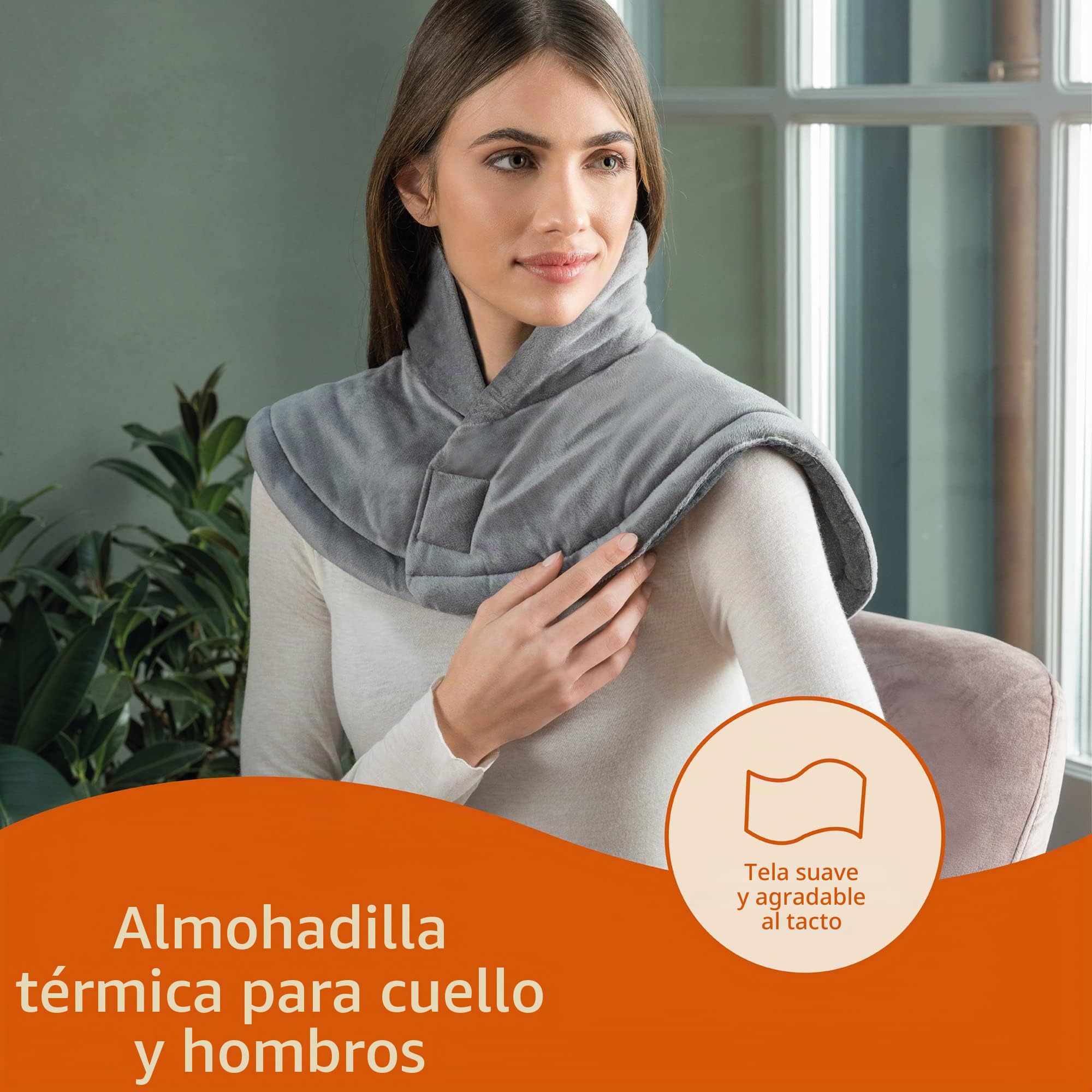 Dreamland Revive Me - Almohadilla térmica para cuello y hombros, gris, calentamiento rápido, temperatura ajustable de 3 horas, apagado automático de seguridad, lavable a máquina, específicamente para