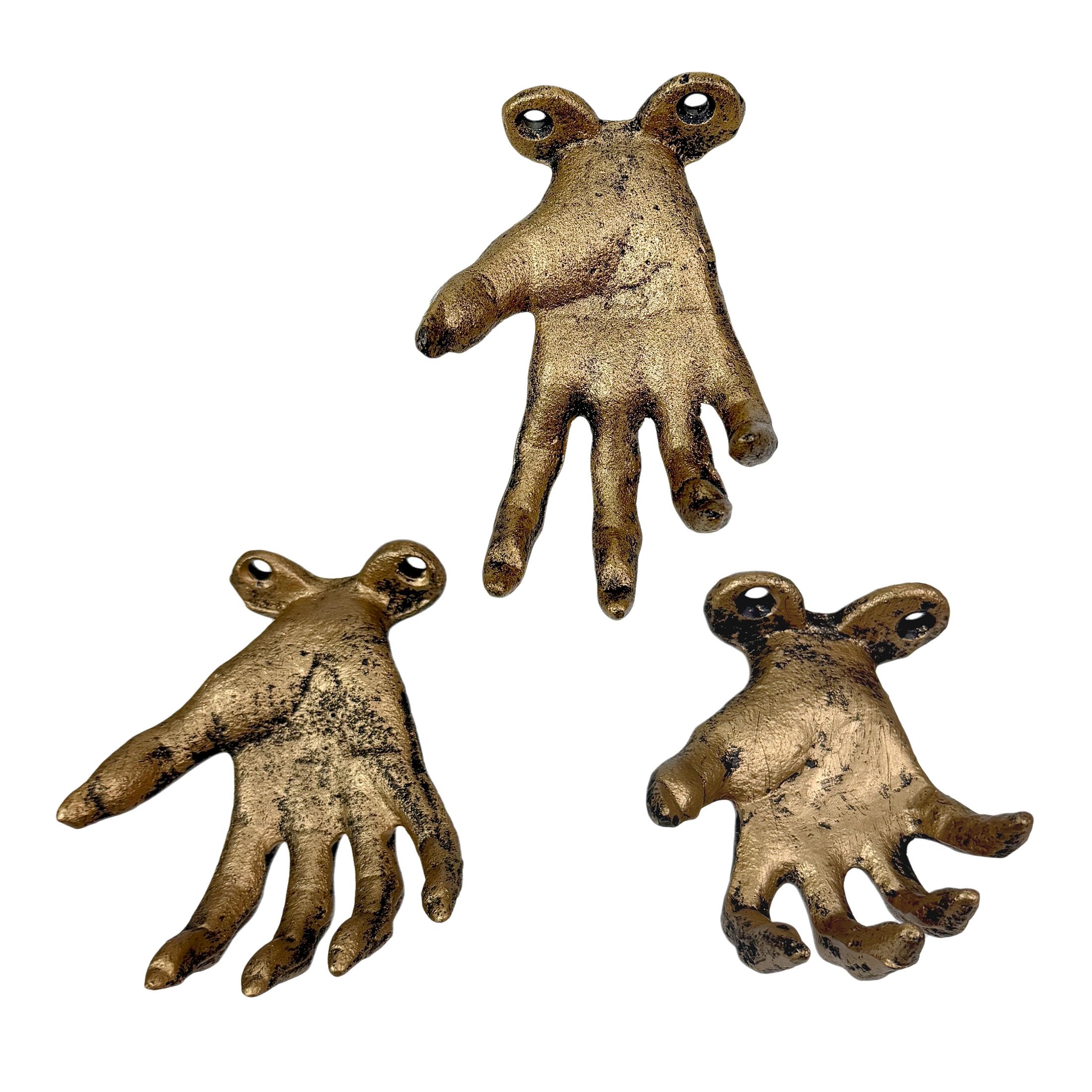 Zeckos Lot de 3 crochets muraux en fonte avec motif main effrayante – Style gothique – Décoration murale gothique – 5,7 x 8,2 x 10,2 cm – Pour entrée, chambre, salle de bain ou terrasse couverte