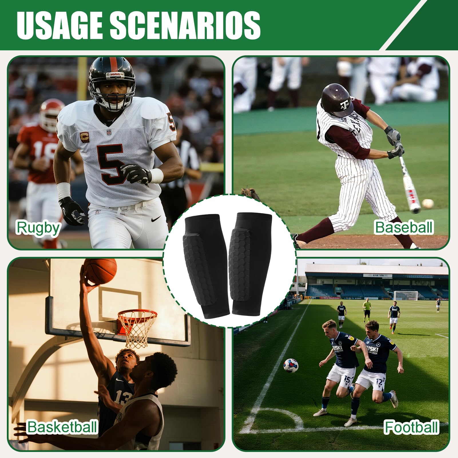 Espinilleras Fútbol con Mangas de Compresión, para Niños y Adultos, Protección Antigolpes Estructura Panal, Transpirables y Antideslizantes, Protector Pierna Ligero para Entrenamiento y Partido