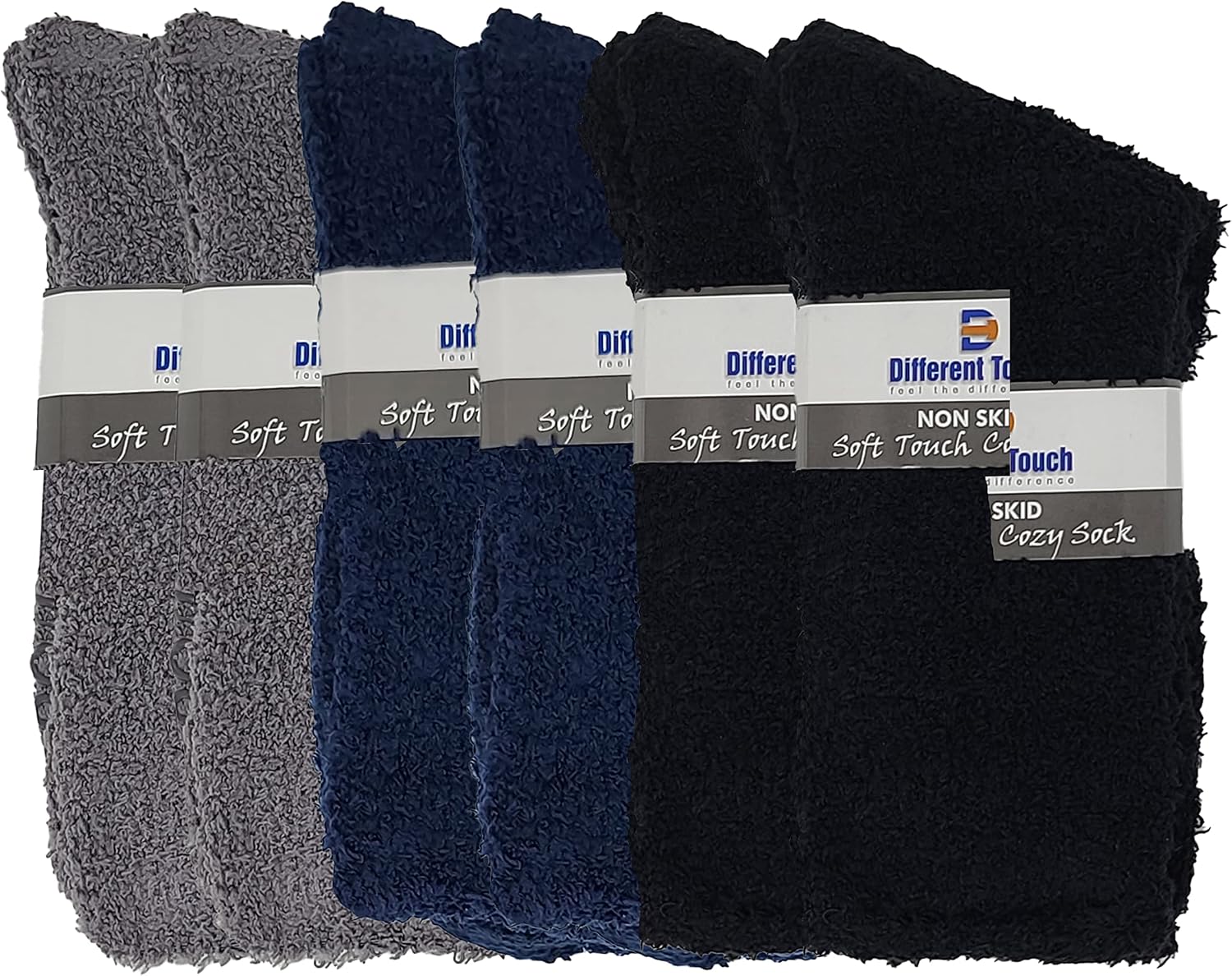 Different Touch 6 Pairs Men’s Women Soft Winter Cozy Fuzzy Slipper Socks, Soft Hospital Lounge Crew Socks