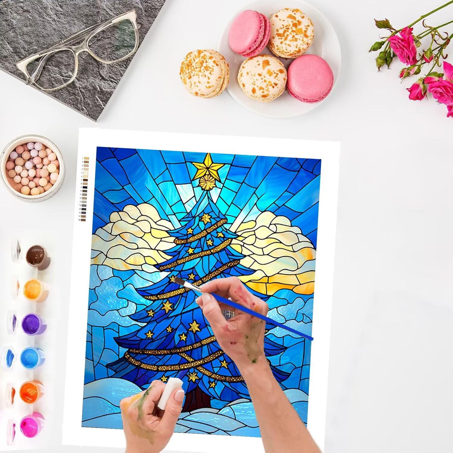 WEISHIWE Dipingere con i Numeri Adulti Albero di Natale, 80x100cm s-873