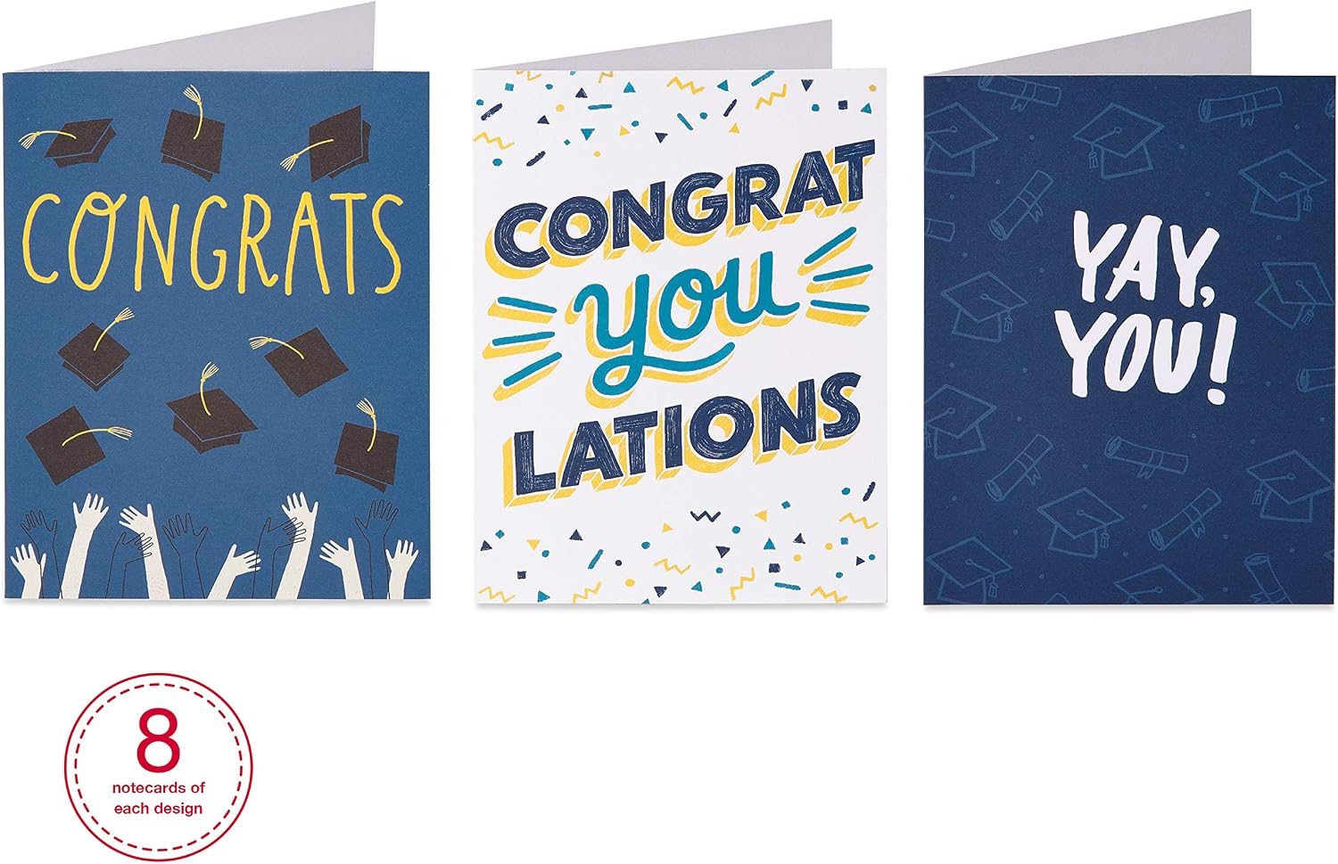American Greetings Blank Graduation and Congratulations Card Pack, Bright and Trendy (48-Count)