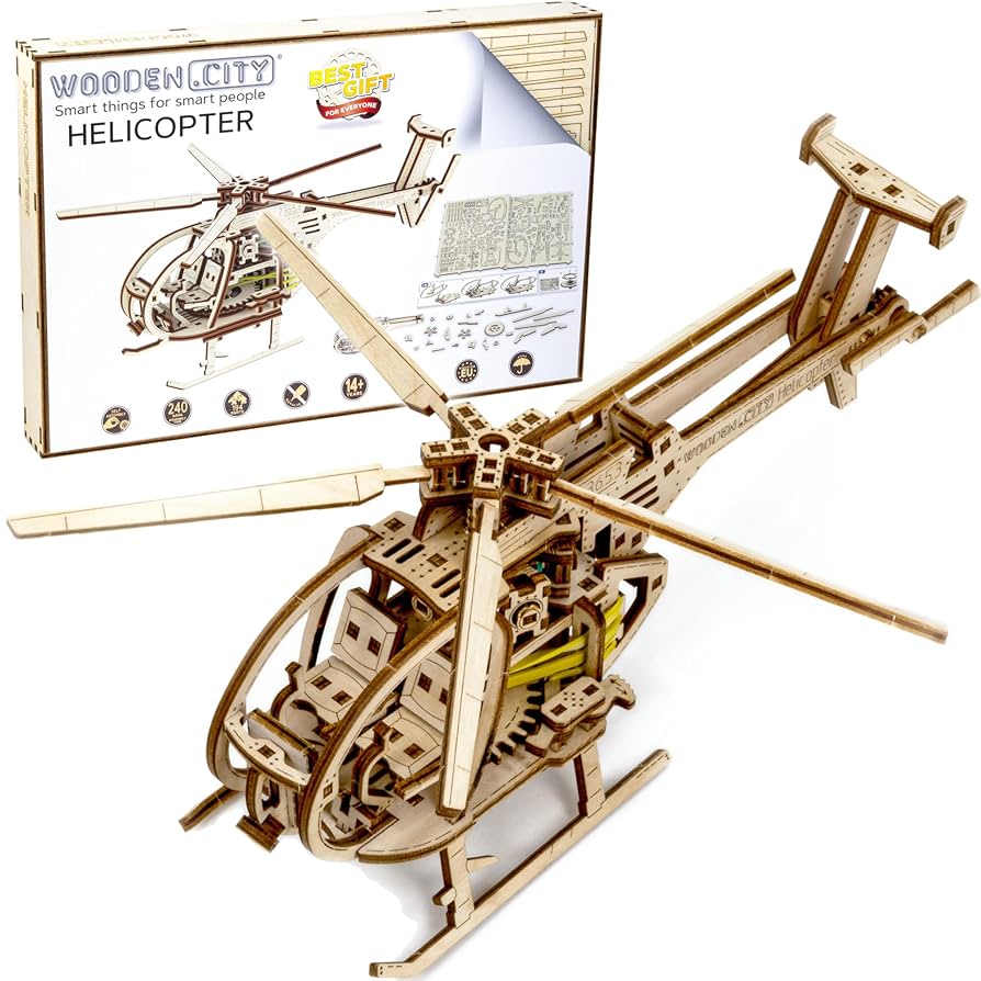 Amazon | WOODEN.CITY ヘリコプター 3D 木製パズル – 大人用木製