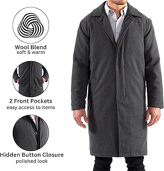 Alpine Swiss Zach Men's Wool Blend Overcoat – Knee-Length Trench