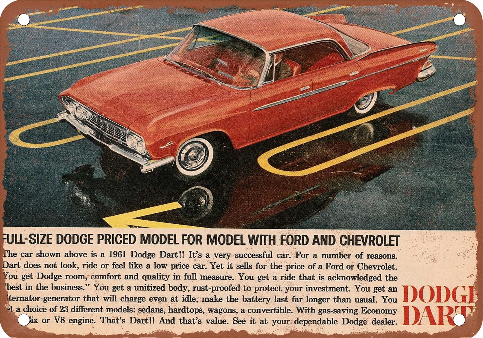 METAL SIGN - 1961 Dodge Vintage Ad 01 - Old Retro Rusty Look home decor