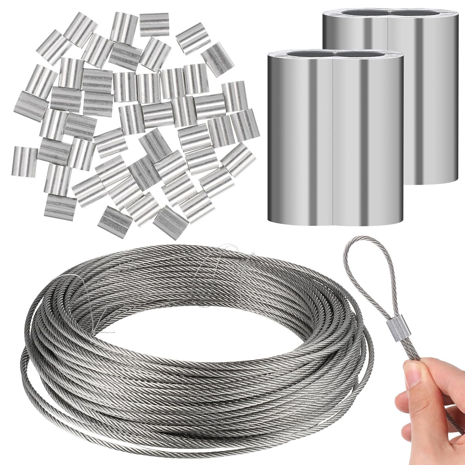 304 Stainless Steel and Industrial Use for Garden and Suspending Objects Strong and Fine Workmanship Steel Wire with Aluminum Sleeve Wire Rope for Hanging Crafts