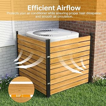 Aoxun 2 Panels Wood Privacy Screen, 41 x 38 No-Dig Air Conditioner Fence