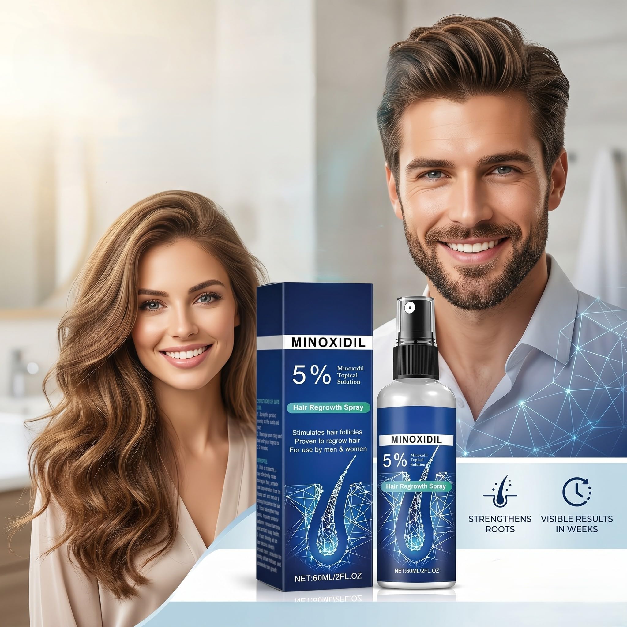 Minoxidil Hair Serum spray for Men and Women, 5% Minoxidil Hair Serum, promotes hair growth, makes hair and beard thicker and fuller- 60ml — view 6