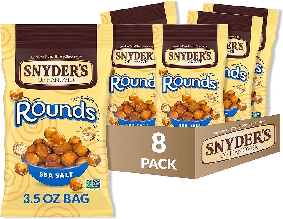 Snyder's of Hanover Pretzels, Rounds, Sea Salt, 3.5 Oz (Pack of 8)