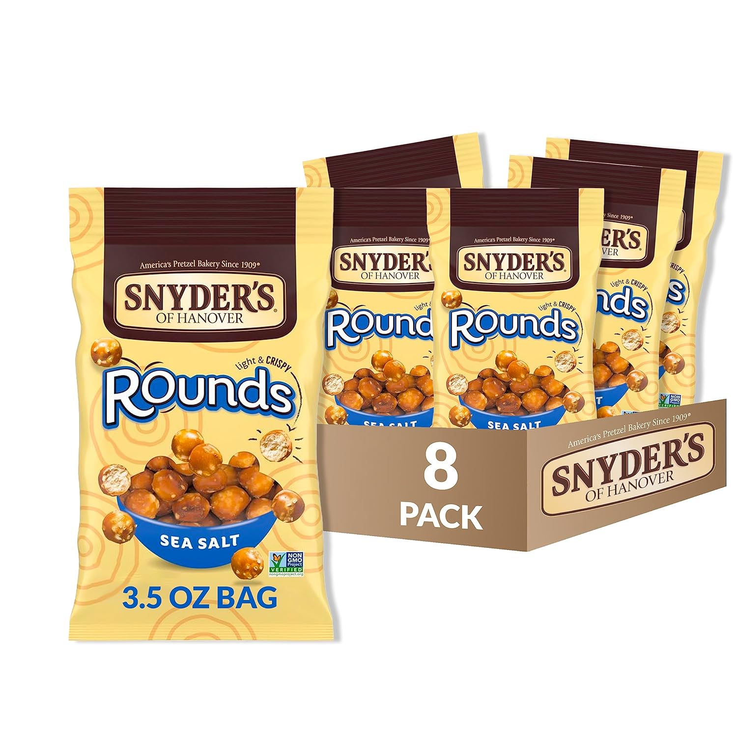 Pretzels Snyder's of Hanover Rounds Sal de Mar, 3.5 Oz (Paq. de 8)