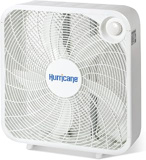 Hurricane Classic 20" Box Fan - 2400 CFM Powerful Airflow, 3 Quiet Speeds, Portable Floor Fan for Home, Garage, Bedroom