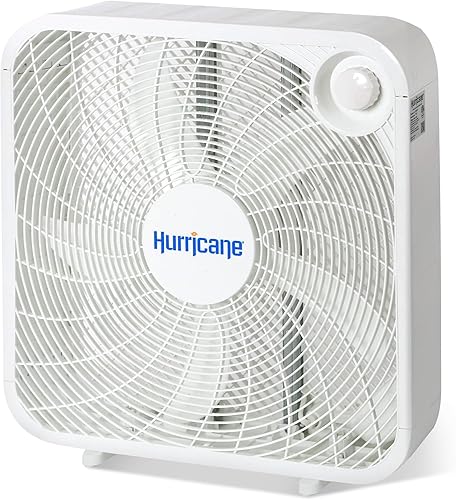 Ventilador de piso clásico Hurricane, ventilador de montaje en caja con 3 velocidades silenciosas, blanco, 20" - Unidad de enfriamiento de aire