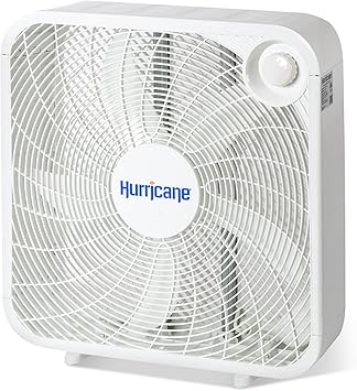 Hurricane Classic Floor Mount Box Fan w/ 3 Quiet Speeds, White, 20 - Corded Portable Electric Air Cooling Unit w/ Powerful 2400 CFM Airflow for Home, Garage, Office, Bedroom & Basement