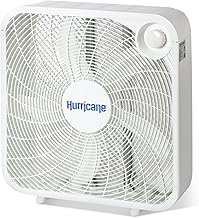 Hurricane Classic Floor Mount Box Fan w/ 3 Quiet Speeds, White, 20" - Corded Portable Electric Air Cooling Unit w/ Powerful 2400 CFM Airflow for Home, Garage, Office, Bedroom & Basement