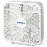 Hurricane Classic Floor Mount Box Fan w/ 3 Quiet Speeds, White, 20