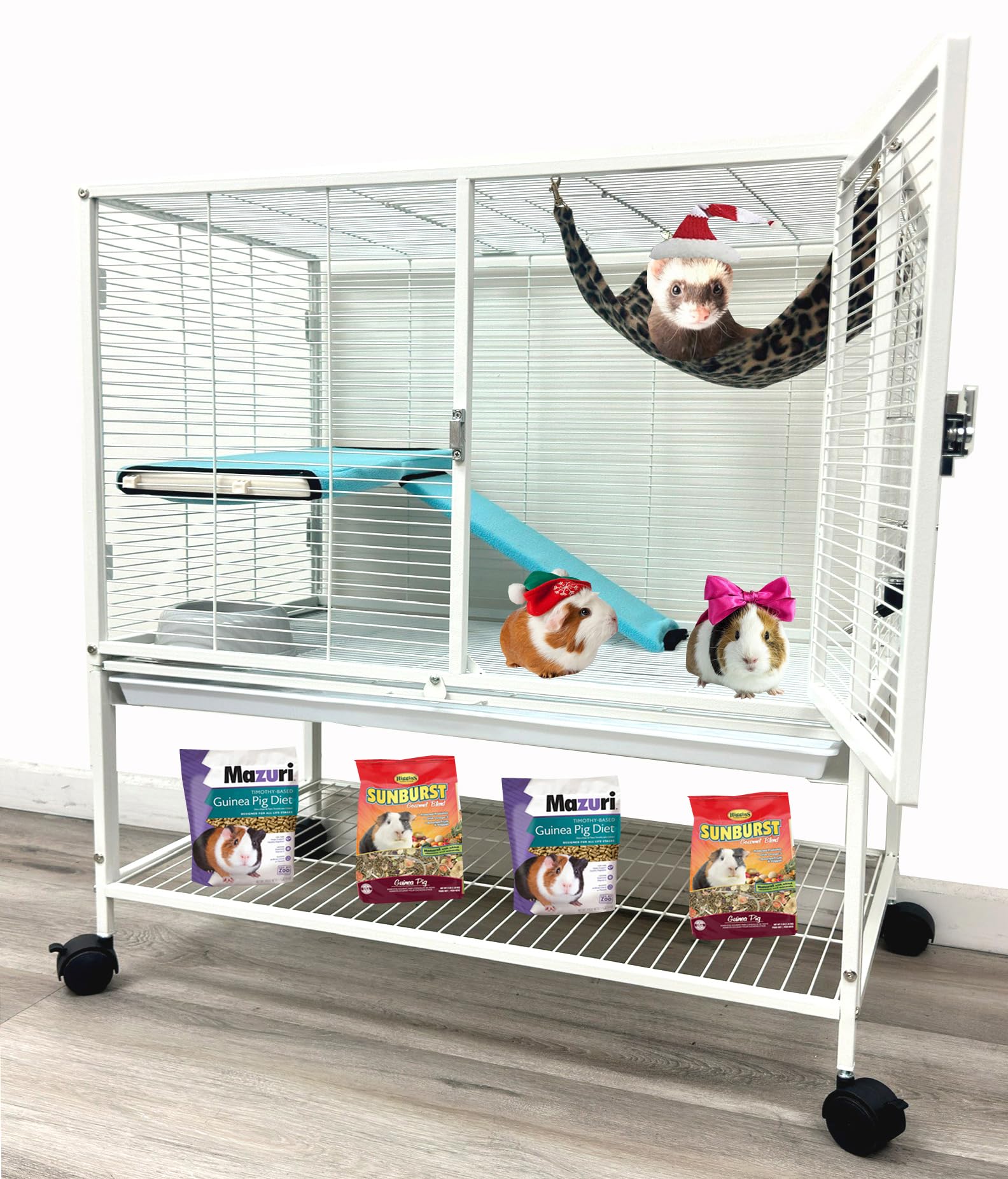 Deluxe Ferret Cage - 2 Story Rolling Habitat -16