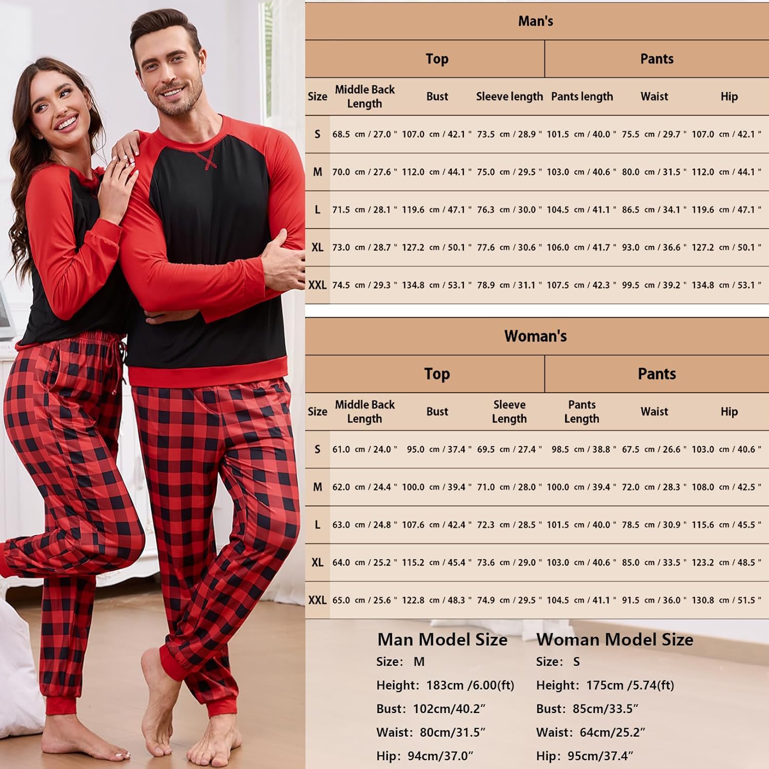 Matching Pajamas for Couples Long Sleeve Pajama Set for Men and Women 2 Piece Cozy Loungewear Set S-XXL - Image 8