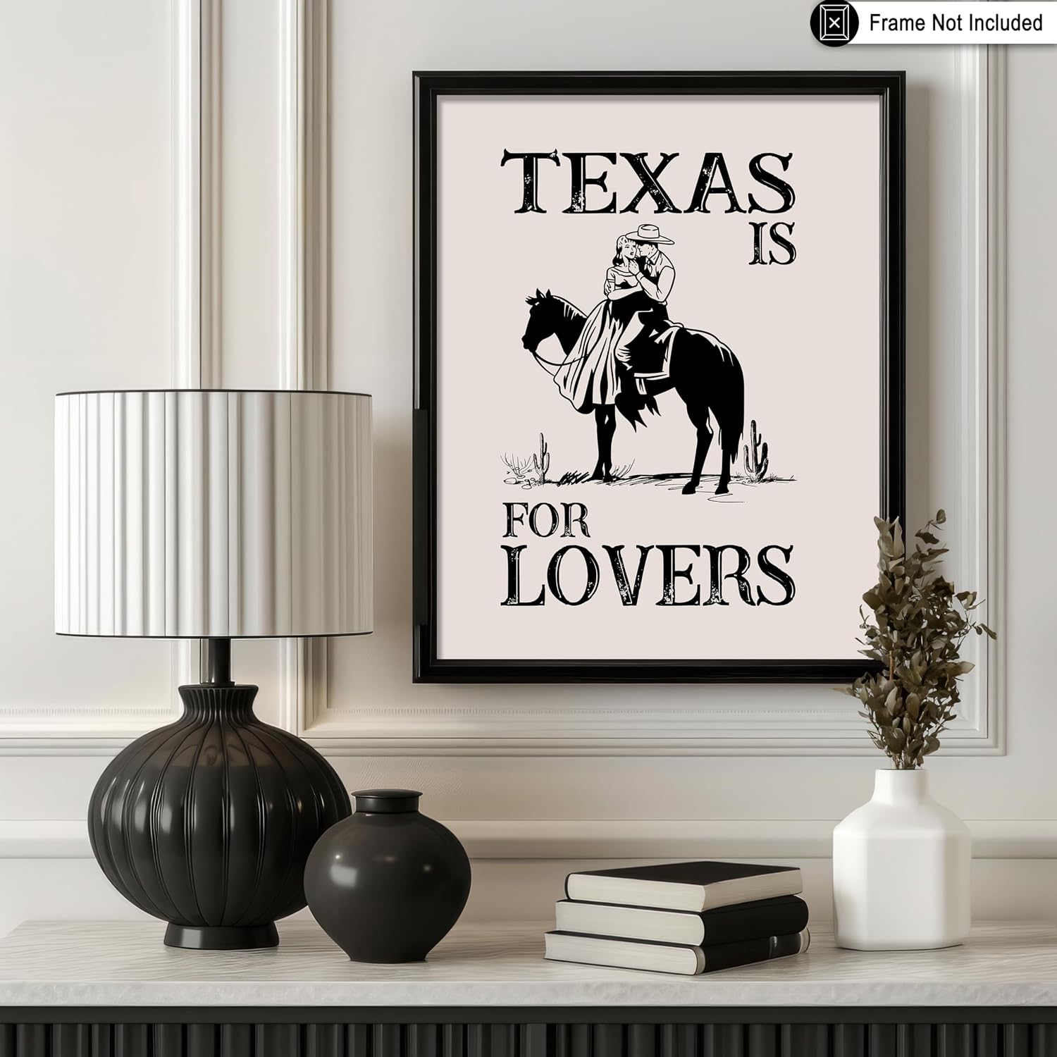 Poster Master Texas Is For Lovers Poster - Retro Cowboy Print - Western Art - Trendy Design - Wild West Design - Gift for Men, Women & Lovers - Romantic Decor for Office or Bedroom - 8x10 UNFRAMED