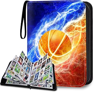 Basketball Card Binder 9 Pocket Fits 900 Cards, Trading Card Binder Album Display Holder with 50 Removable Sleeves for Hockey, Baseball, Football, Sports, Yugioh, MTG, Games Trading Cards