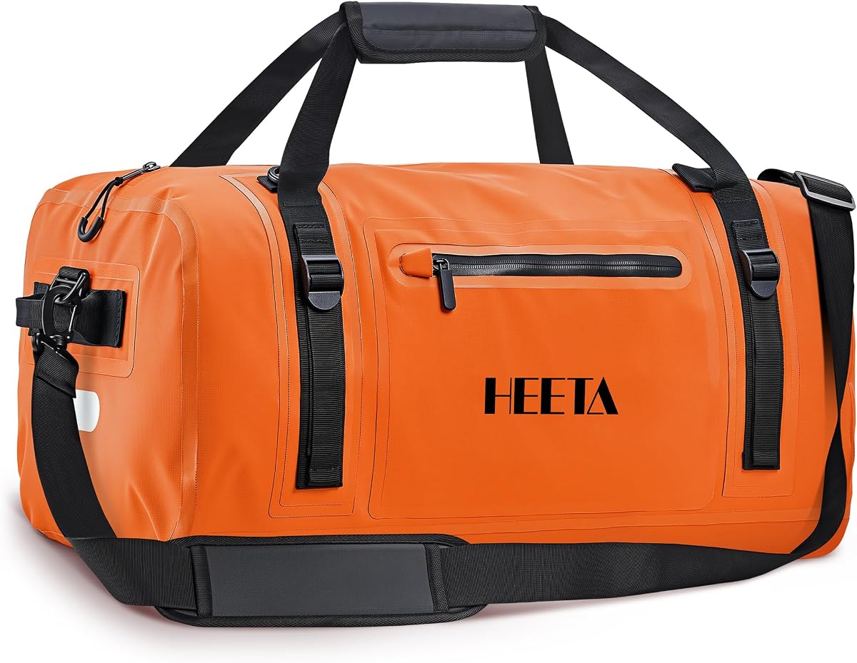 Waterproof Motorcycle Dry Bag Duffel Luggage Travel Bags, Orange 50L