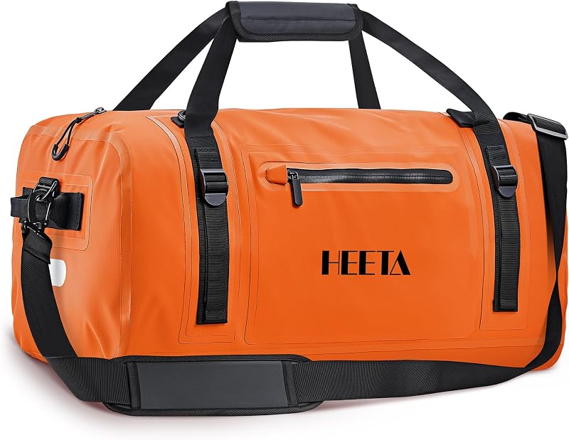 Waterproof Motorcycle Dry Bag Duffel Luggage Travel Bags, Orange 50L