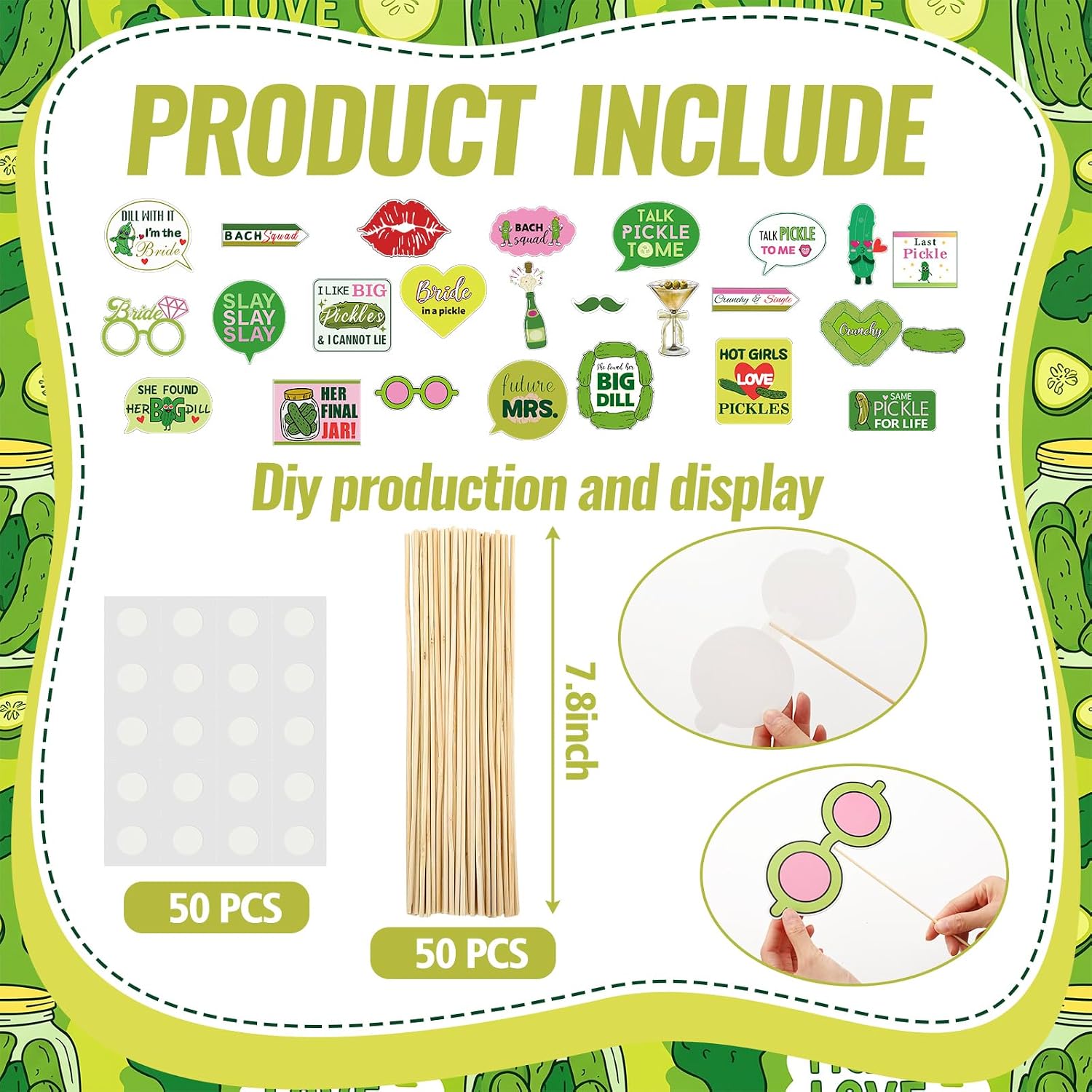 25 Pcs Pickle Bachelorette Photo Booth Props image 3