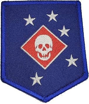 Marine Raider Patch - RED White and Grey ON Royal Blue Background - Veteran Owned Business