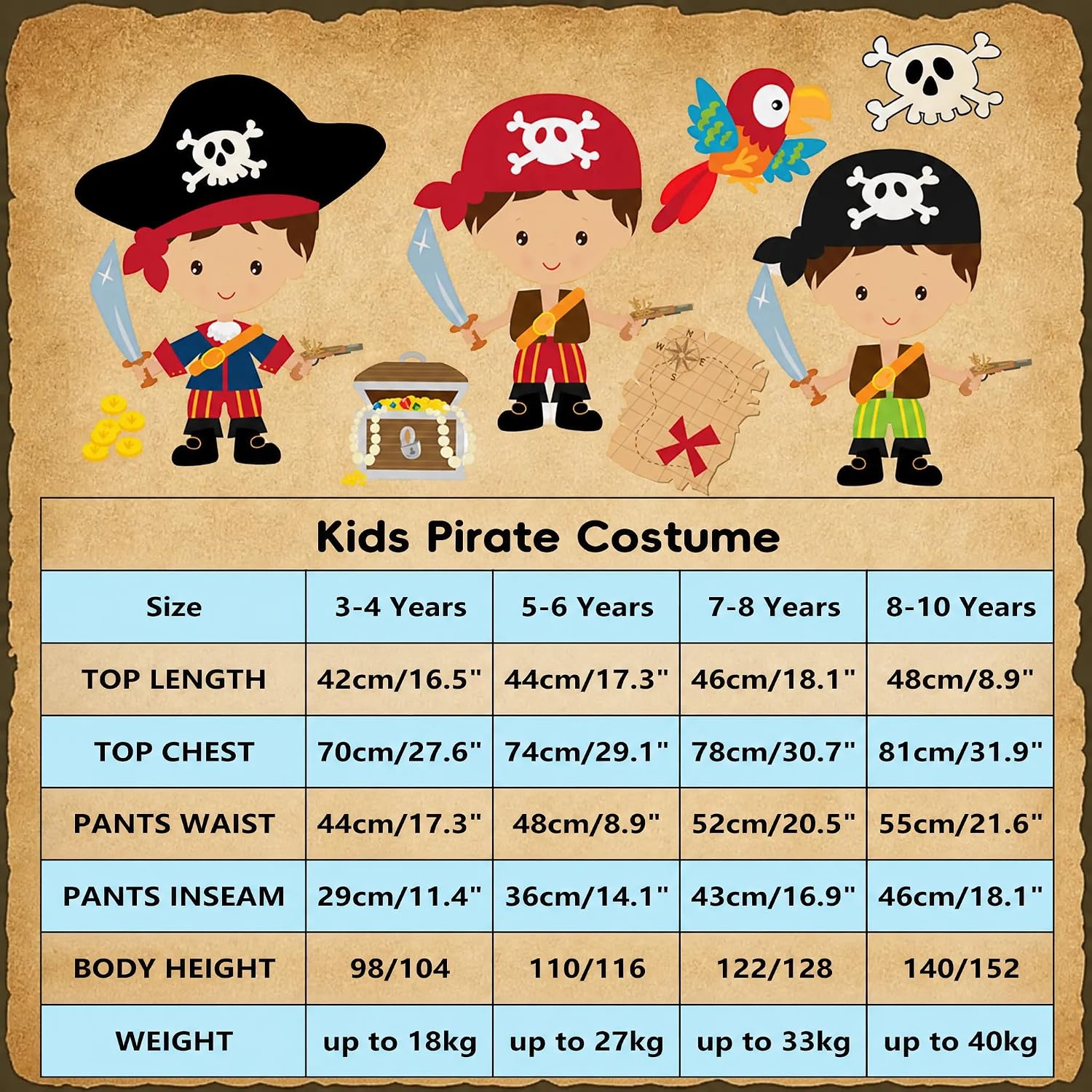 Kids Pirate Costume,Pirate Role Play Dress Up Set