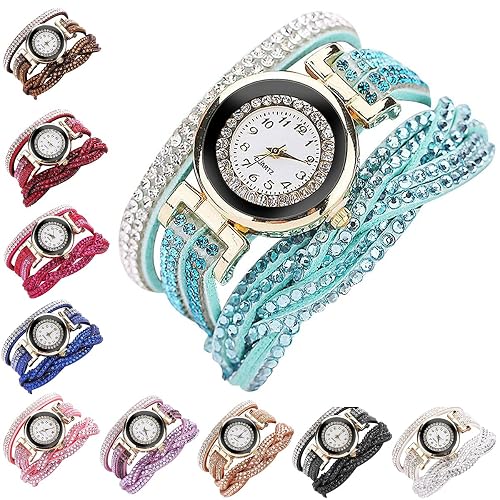 Fashion Rhinestone Watch Twine Bracelet Women Luxury Quartz Wrist Watches