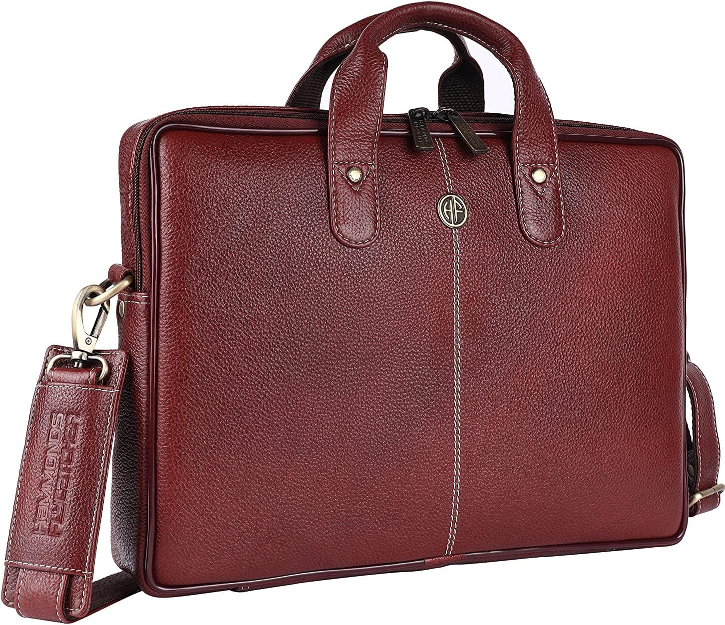 Amazon.com: Genuine Leather Laptop Bag for Men - Office Bag, Brown ...