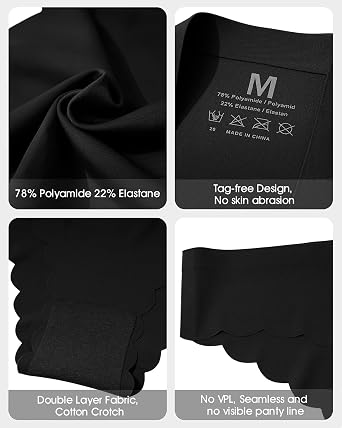 Levao Womens Knickers Seamless Underwear Ladies No Vpl Panties Invisibles Comfy Hipsters Wave Lined Briefs Stretch Bikini for Women 7 Packs