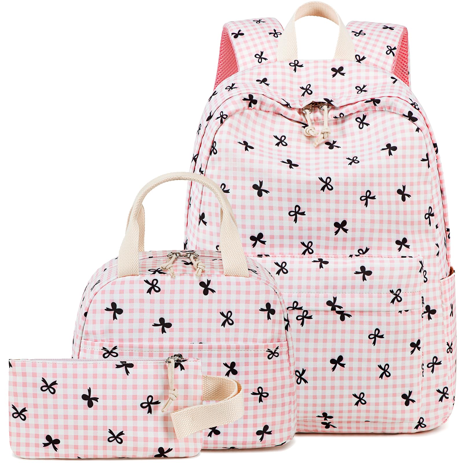 LEDAOU Backpack for Girls School Bag Kids Bookbag Teen Backpack Set Daypack with Lunch Bag and Pencil Case