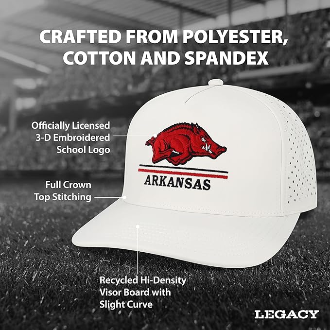Legacy NCAA Gorra de Béisbol Oficial Arkansas Razorbacks, Ajustable, Blanca miniatura 3