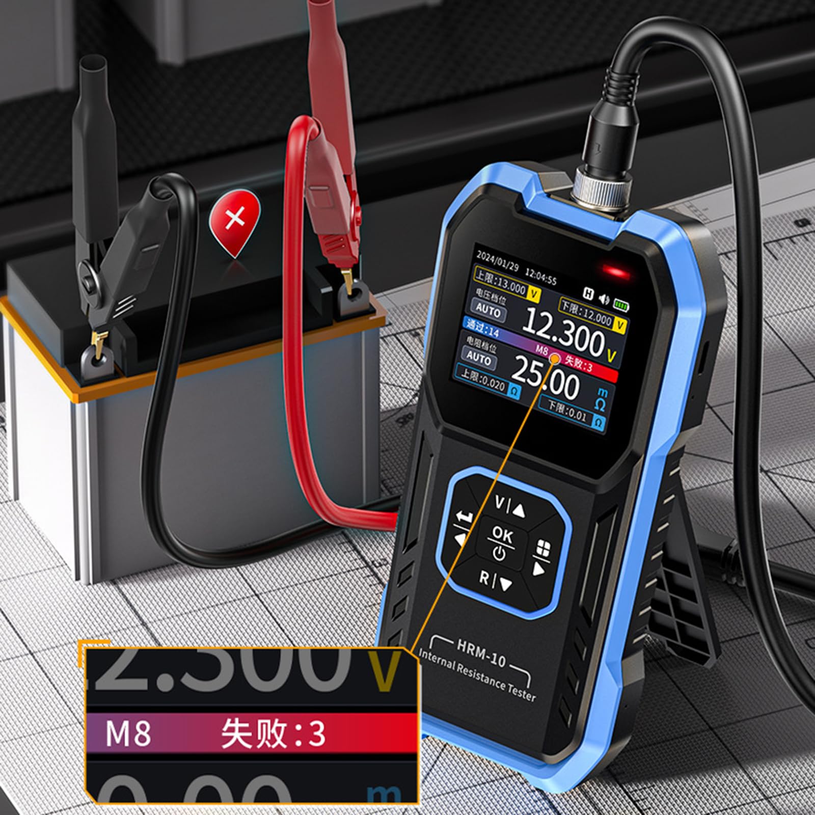Tester di tensione e resistenza multipla Test batteria per uso professionale e hobbista in varie applicazioni Misuratore di tensione ad alta precisione