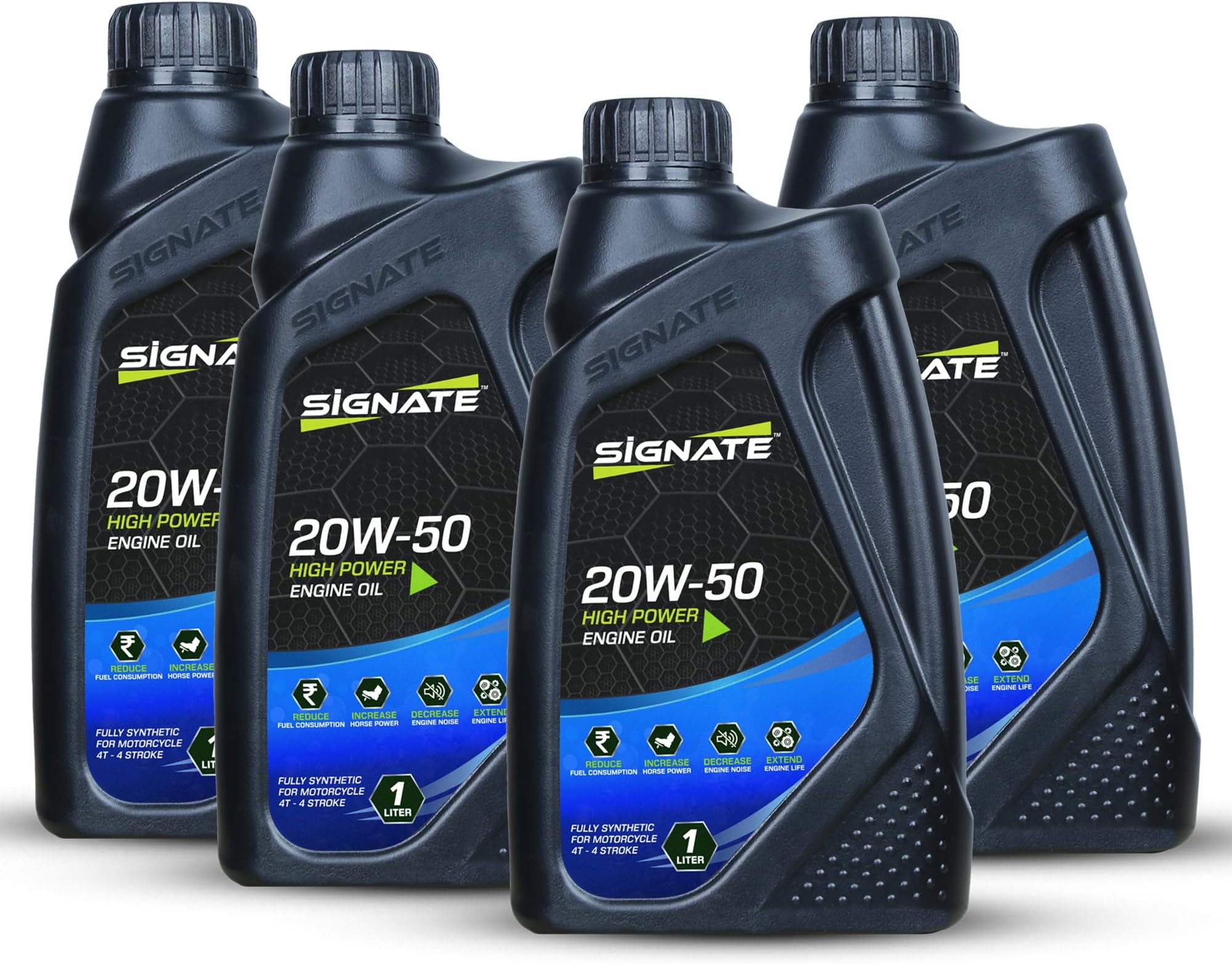 Signate 20W50 Street Race Bike Engine Oil 1L, High Performance Engine Oil for Motor Cycle, Maximum Gear Protection & Efficient Performance Bike Oil (Pack of 4)
