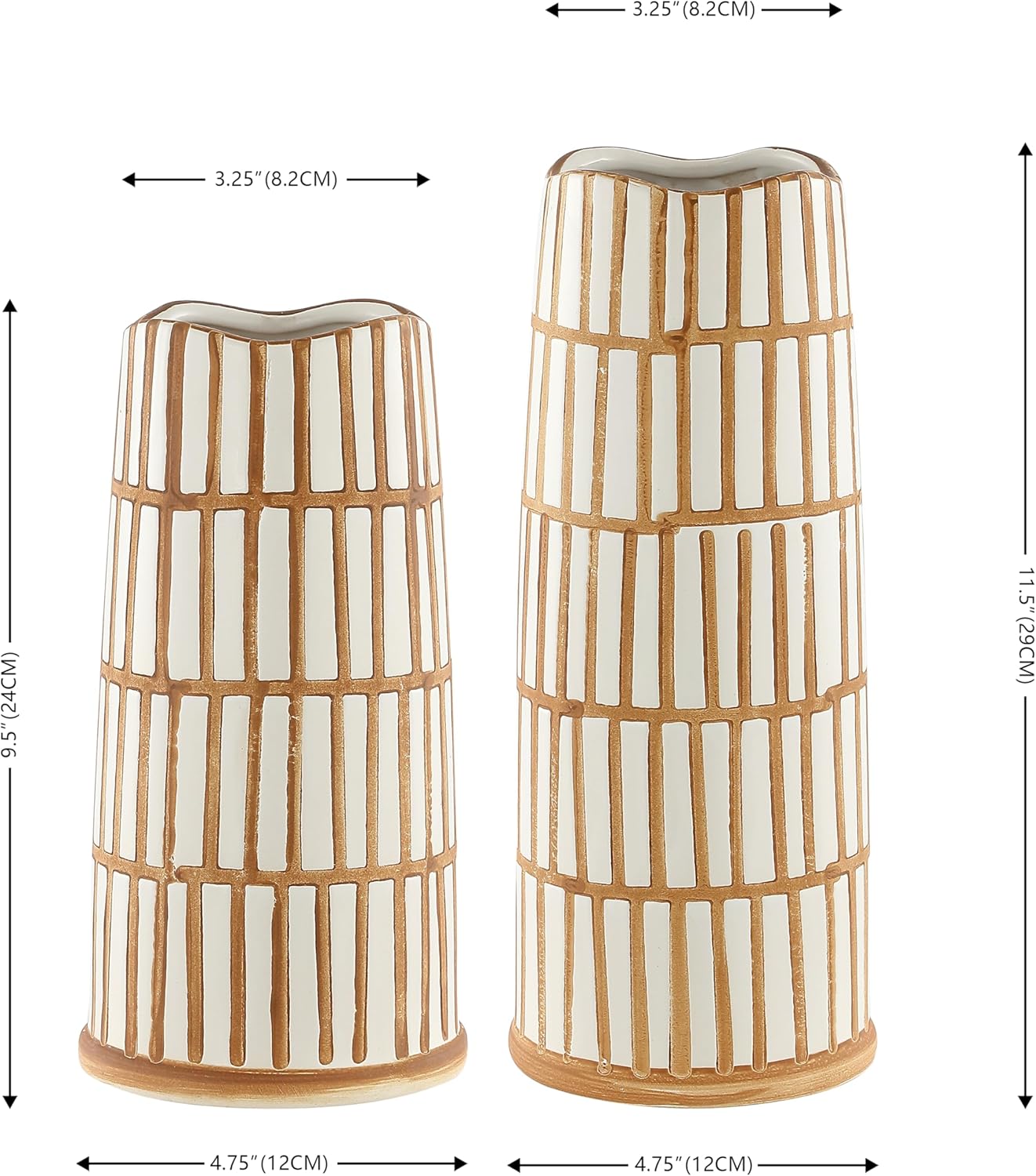 SAFAVIEH Home Collection Kai Light Orange/Cream Ceramic Decorative Vase Set of 2