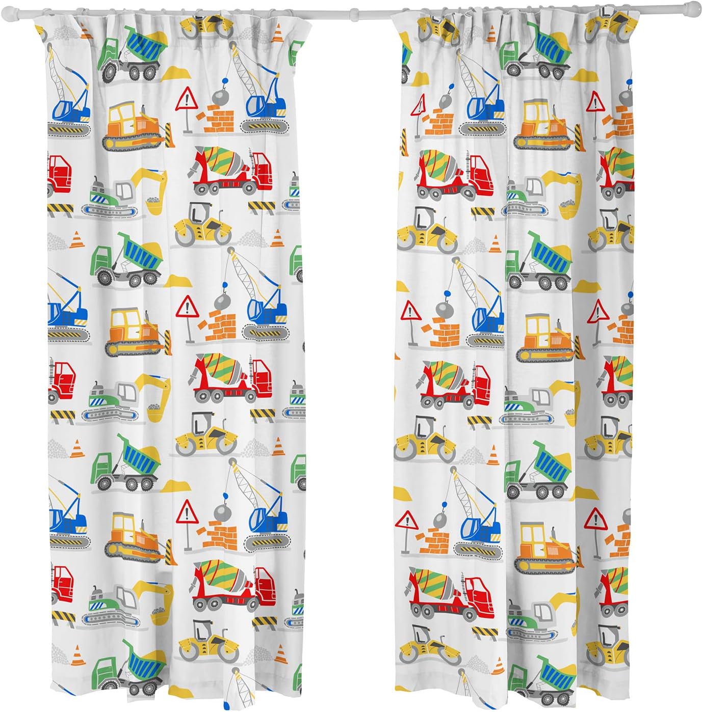 Bloomsbury Mill, Kids Curtains for Boys & Girls Bedroom, Construction Diggers, Lined Curtain Pair with Tiebacks - Image 3