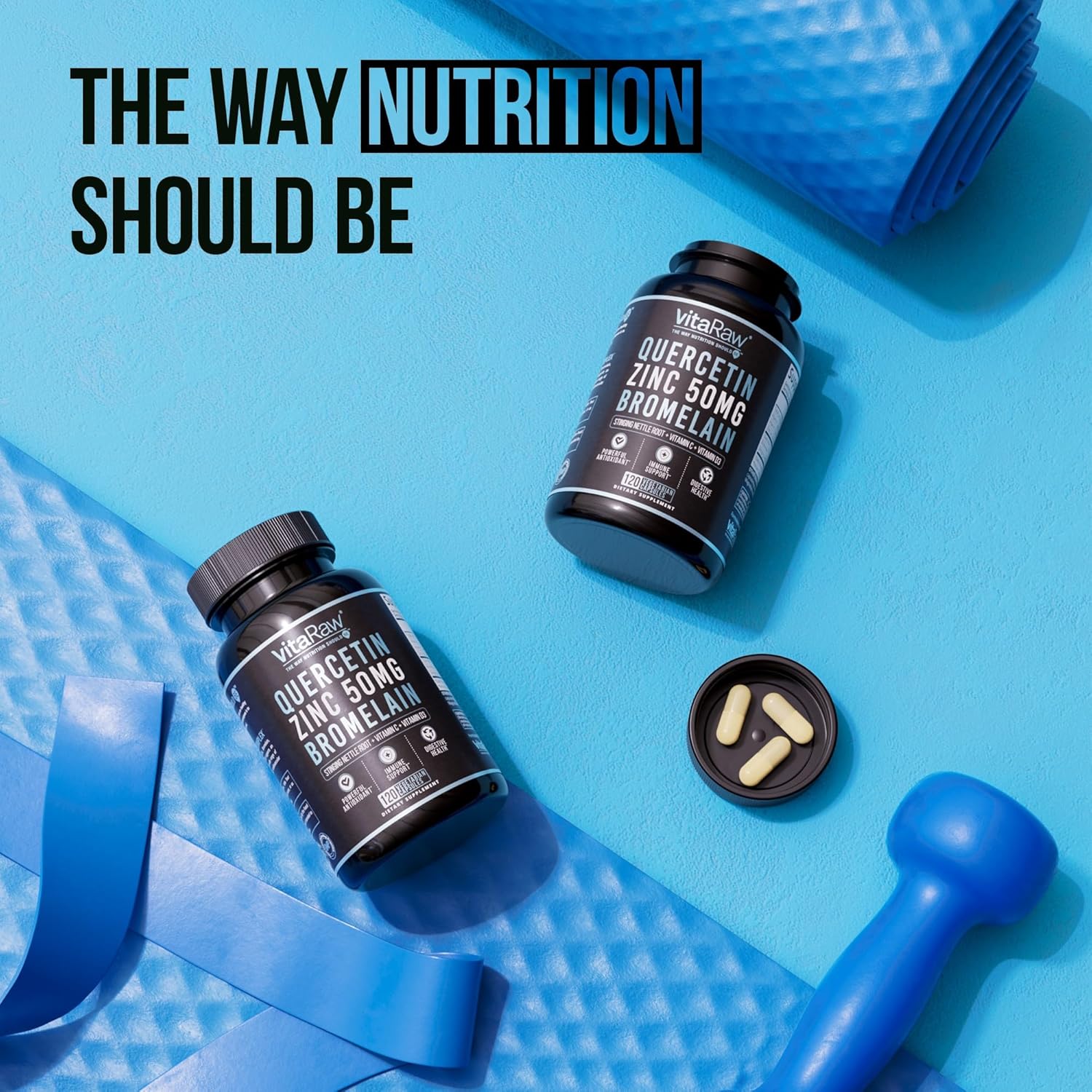 VitaRaw Quercetin with Bromelain 500mg Capsules, Supports Immune Response, Joint Comfort, & Overall Wellness - Vitamin C, Zinc 50mg, & Vitamin D3 5000 IU - Immunity Health Pills