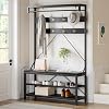 IDEALHOUSE Coat Rack Shoe Bench Industrial Hall Tree Storage Bench for Entryway Wood Look Accent Large Shoe Rack with Storage Shelf Hanging Bar,8 Hooks Grey 39.9x15.7x72