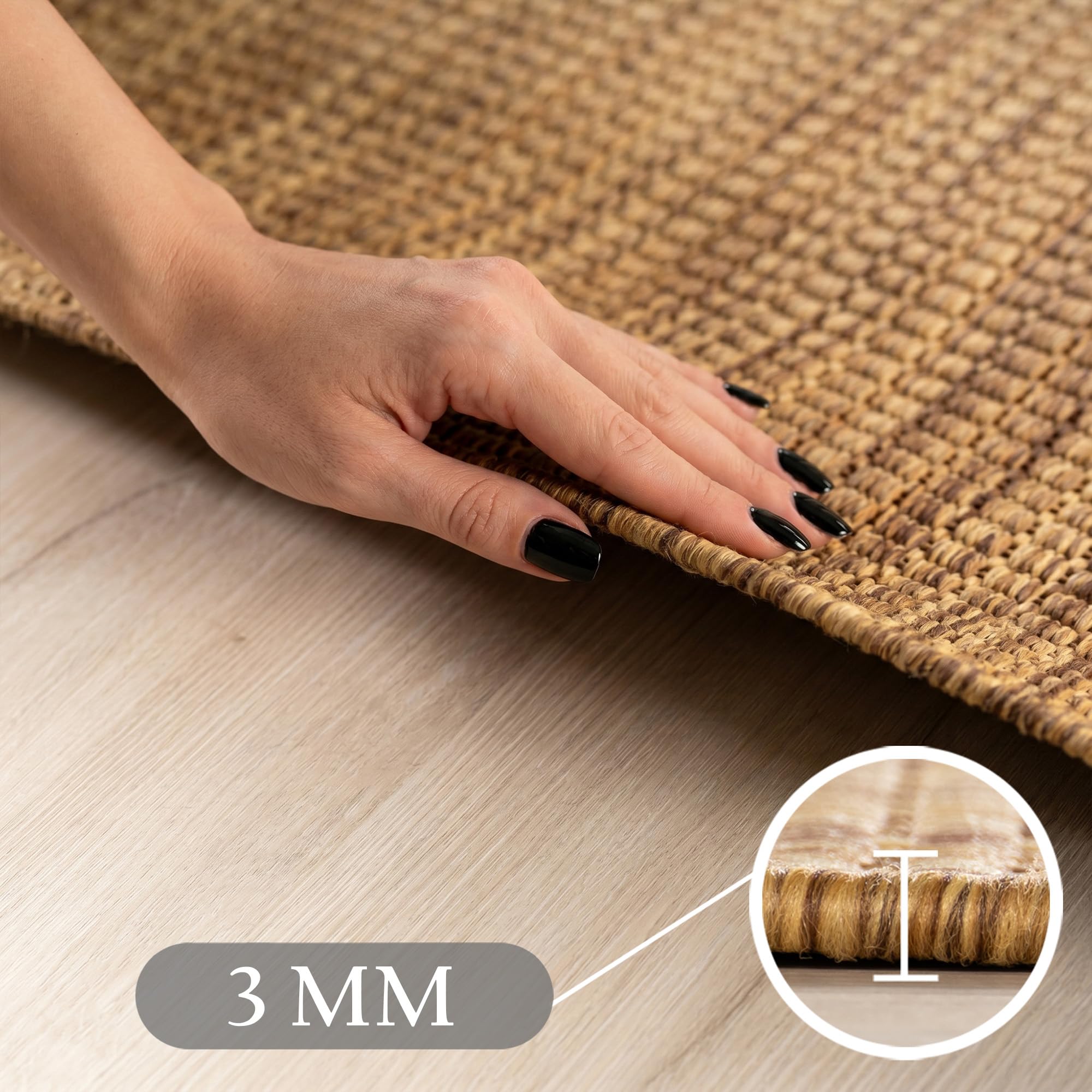 SIMPEX Alfombra Exterior Marrón 60x100 cm Balcón Terraza Jardín Resistente a la Intemperie UV Resistente Pequeña Lisa Tejido Plano Fácil de Limpiar Resistente Moderna