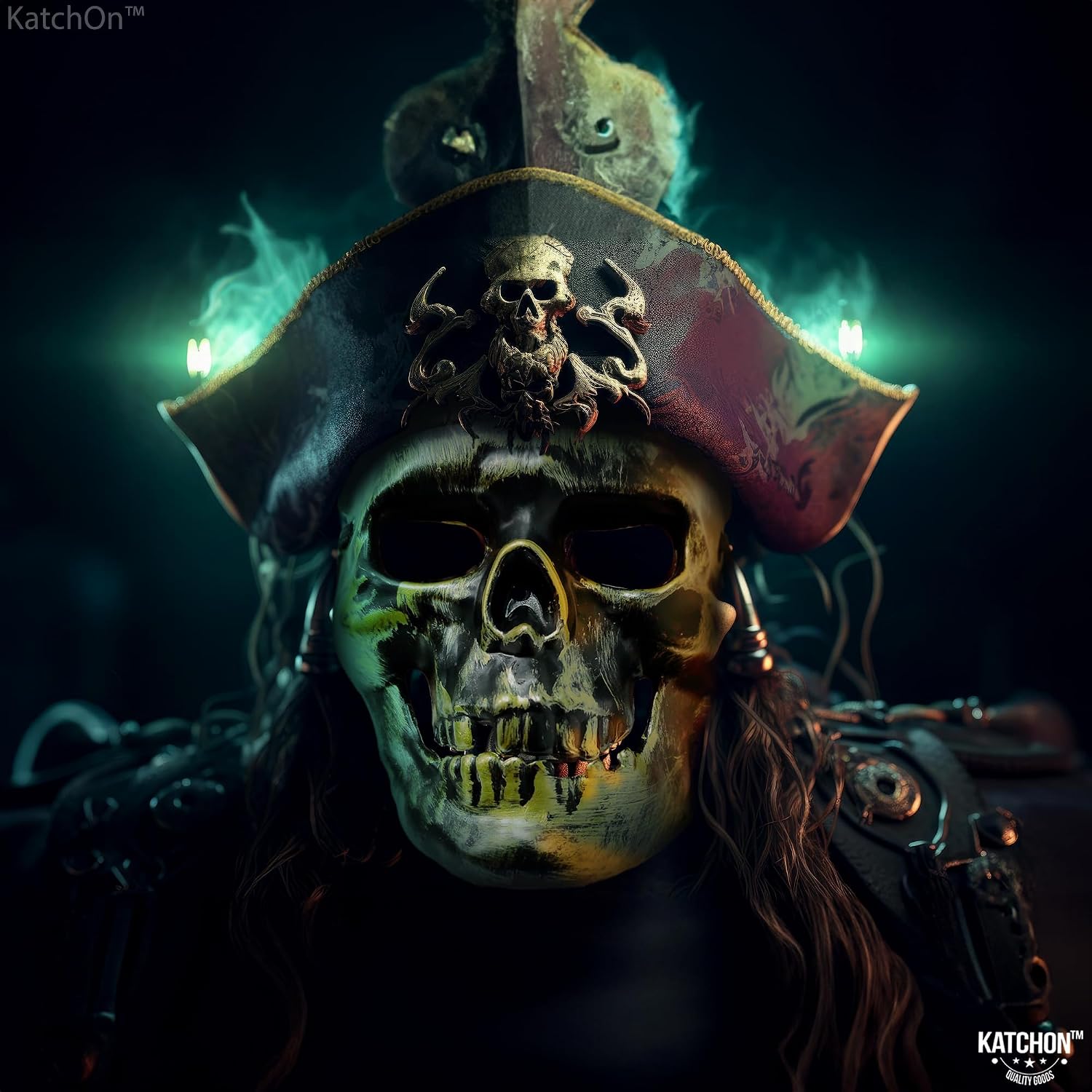KatchOn, Halloween Pirate Skeleton Mask - Realistic Pirate Mask | Pirate Skull Mask, Pirate Accessories For Men | Pirate Mask | Pirate Masks for Halloween Party | Halloween Mask for Adults