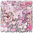 55PCS Coquette Bows Stickers,Pink Aesthetic Stickers Cute Bow Tie Decals,Waterproof Vinyl Stickers for Water Bottles Laptop (Coquette)