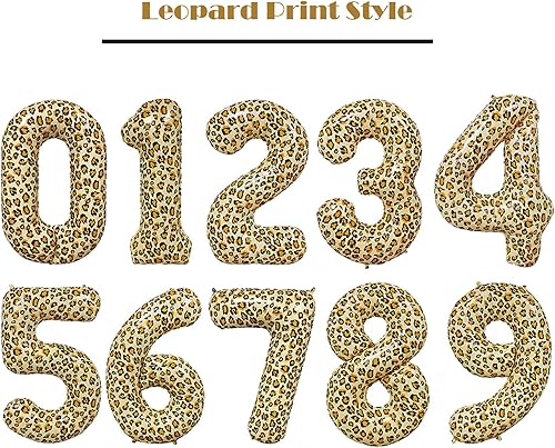 Miniatura 2 de Globos con números con estampado de leopardo para decoraciones de fiesta de cumpleaños, globos dorados de 32 pulgadas, de leopardo, guepardo,
