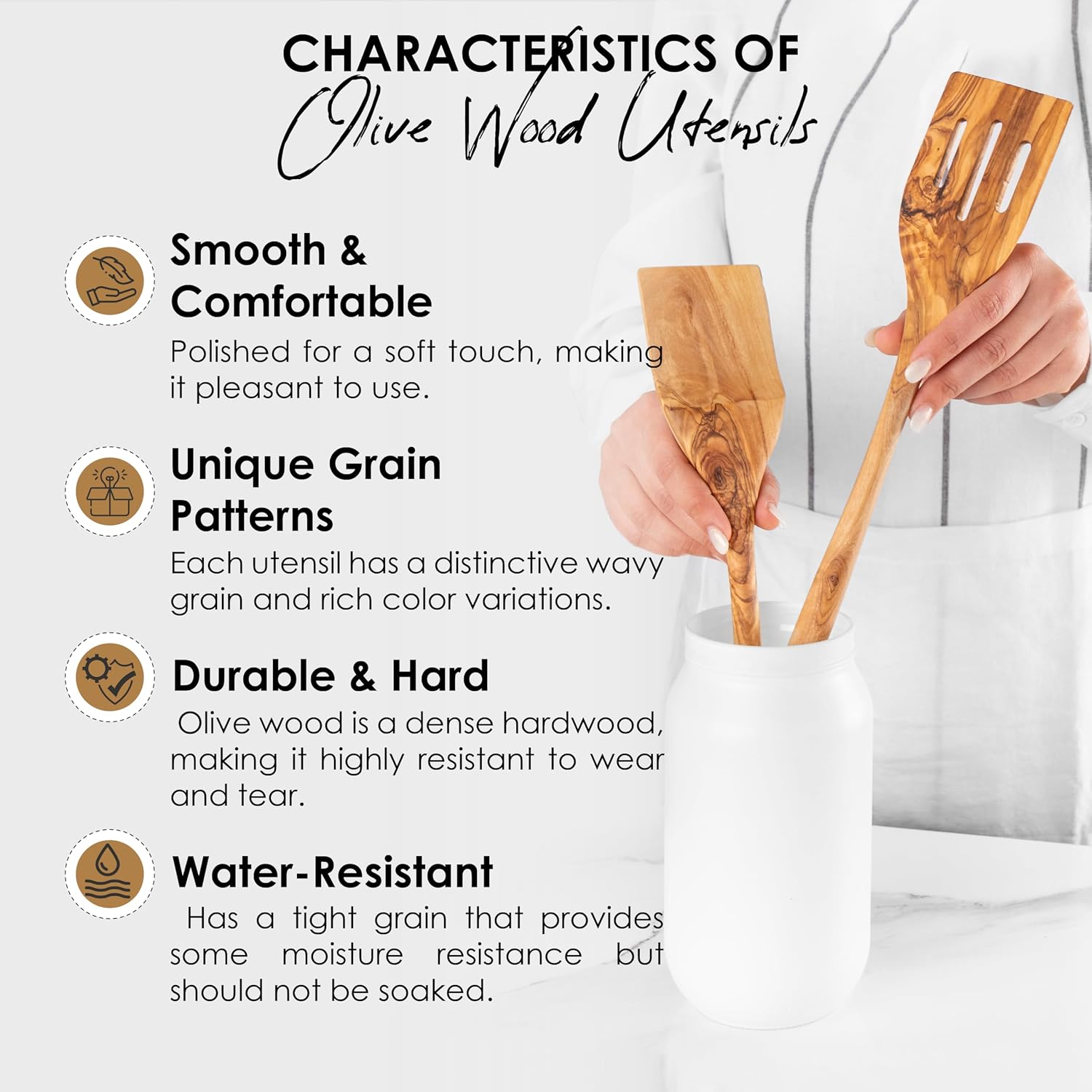 Handmade Olive Wood Spatula Set of 2 – 13.8” Flat Turner & Slotted Flat Spatula for Cooking and Serving | Durable Wooden Kitchen Utensils with Beeswax Finish