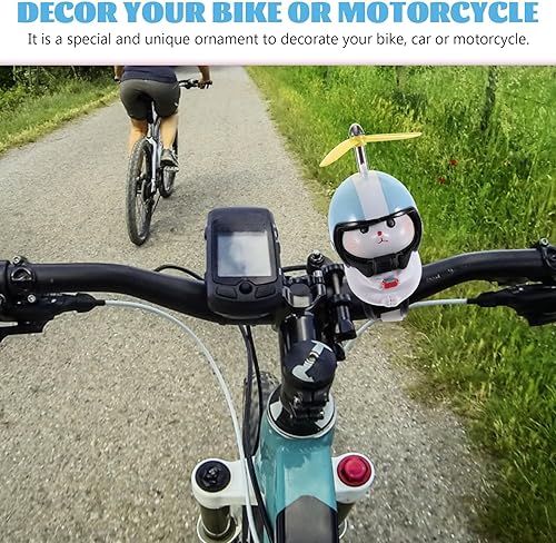 Miniatura 8 de PRETYZOOM Cat Bike Bells - Manillares de bicicleta Montar muñeca de gato con casco de hélice, accesorios de decoración de bicicletas